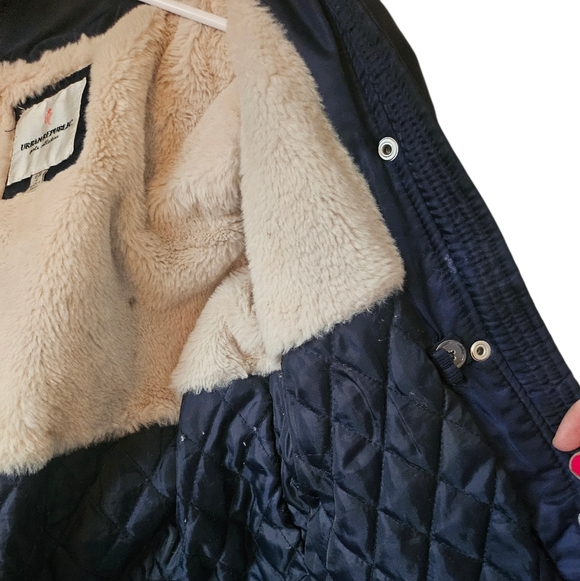 Urban Republic Girl's Anorak Jacket Faux Fur Hood Navy Blue Size 4 - Picture 9 of 14